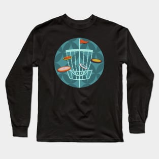 Disc Golf Basket Teal Long Sleeve T-Shirt